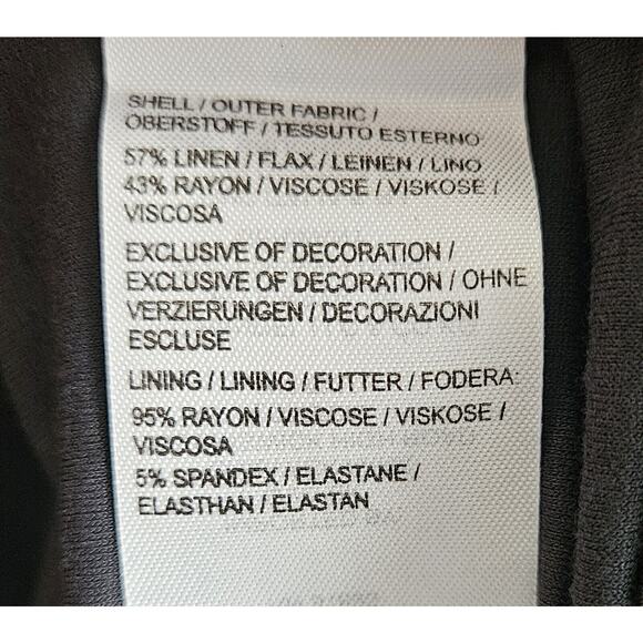 JASON WU Women's Plus 22 22W Dress Black White Embroidered Palms Linen Blend - Picture 4 of 8